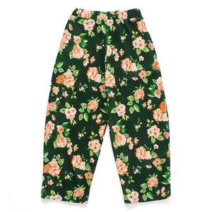 Maison Mangostan - Çiçek Desenli Kapitone Pantolon | Yeşil