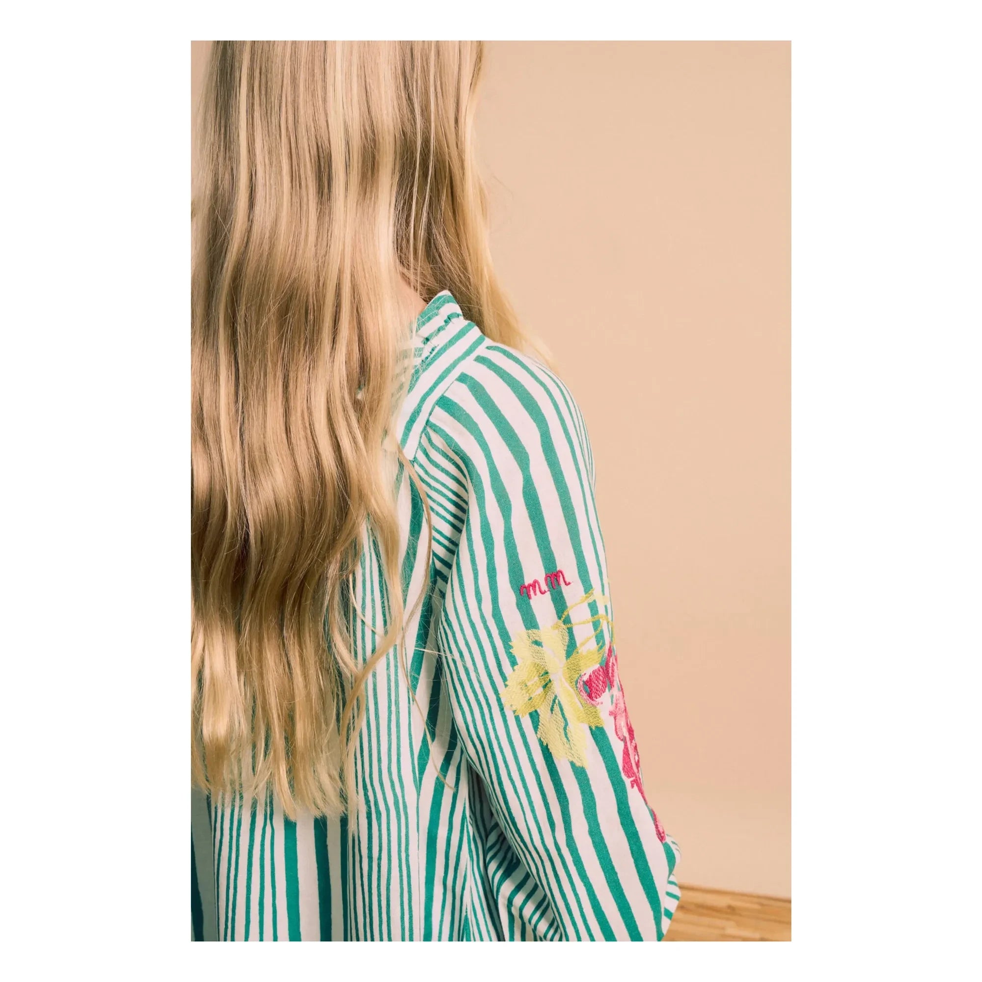 Maison Mangostan - Striped Balloon Sleeve Dress | Green