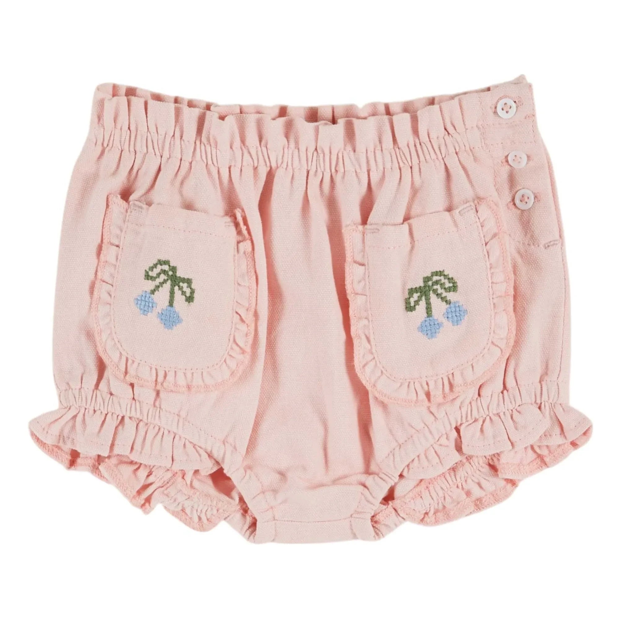 Emile et Ida - Embroidered Ruffled Bloomer | Light Pink