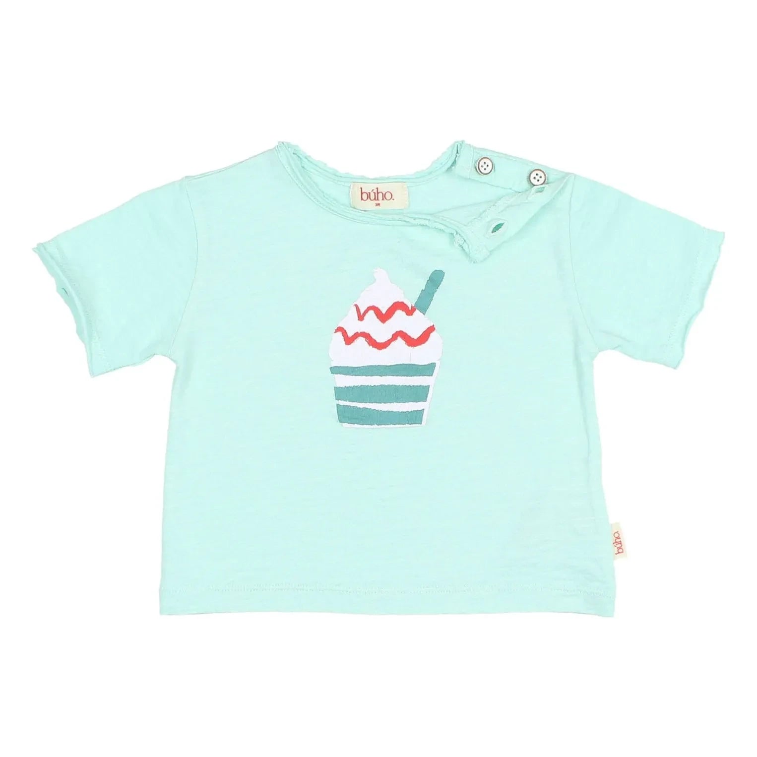 Búho - Ice Cream Print Organic Cotton T-Shirt | Aqua