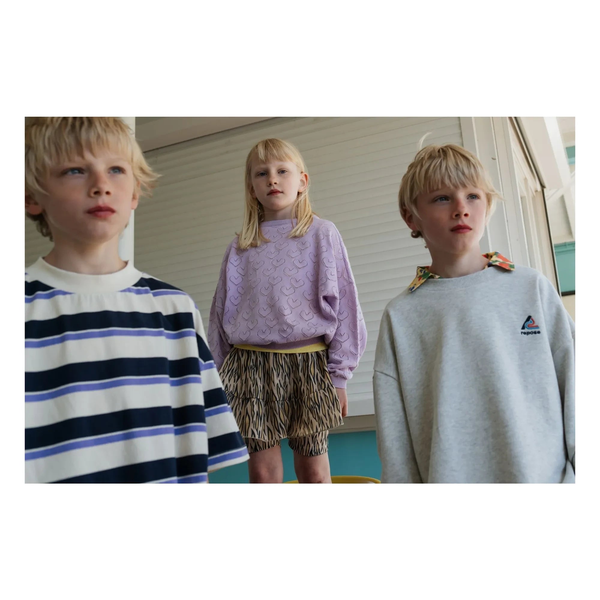 Repose AMS - Boxy Striped Organic Cotton T-Shirt | Cream