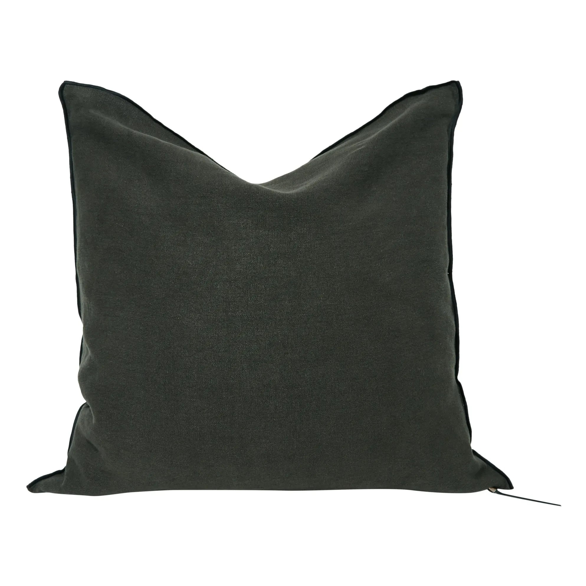 Maison de Vacances - Vice Versa Black Striped Stone Washed Linen Pillow | Asphalt