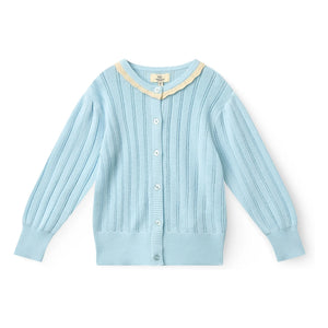 Copenhagen Colors - Pointelle Organic Cotton Cardigan | Light Blue