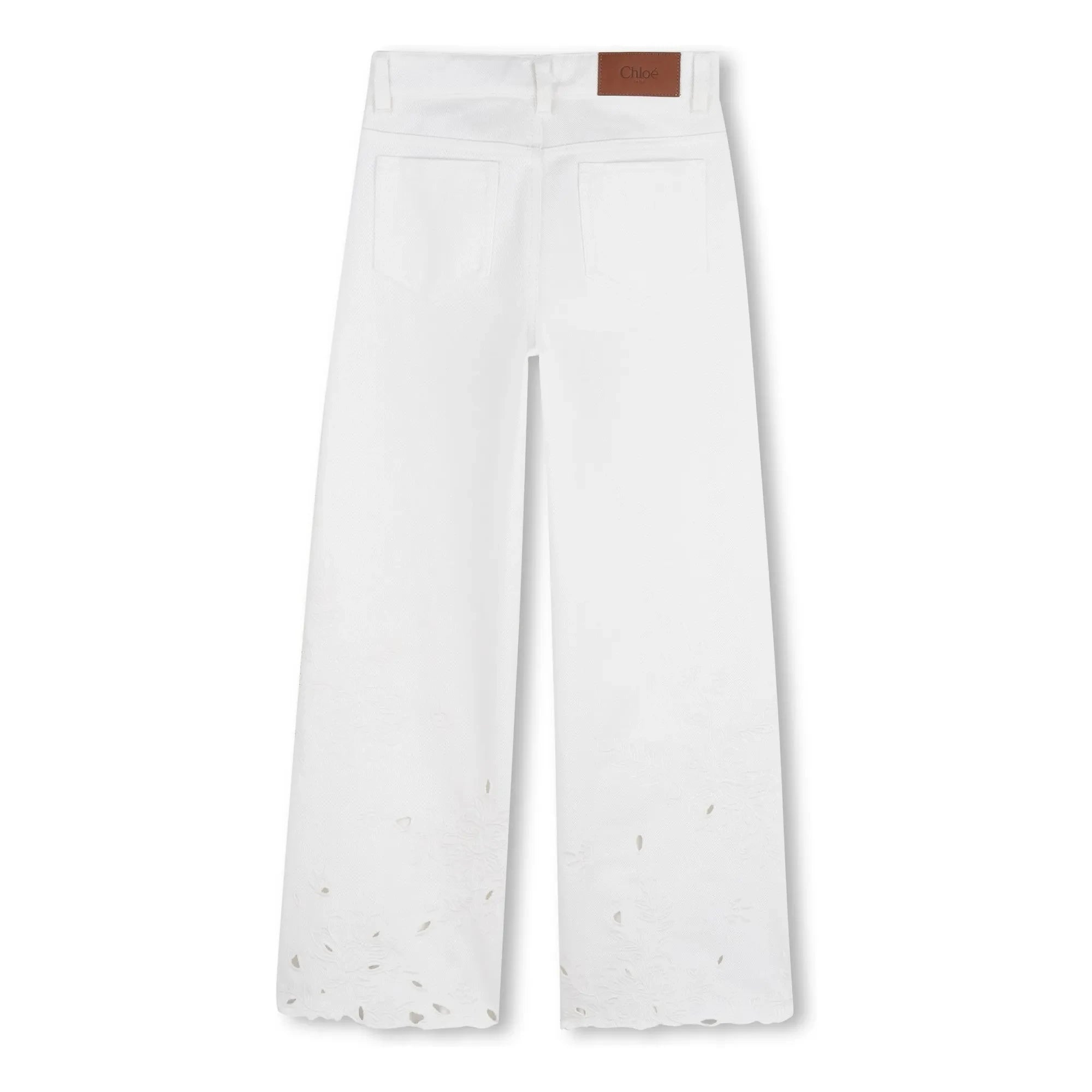 Chloé - Organic cotton embroidered trousers | White