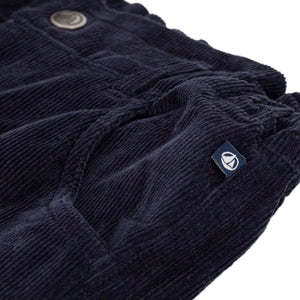 Petit Bateau - Kağıt Kese Pantolon Kadife Organik Pamuk | Lacivert