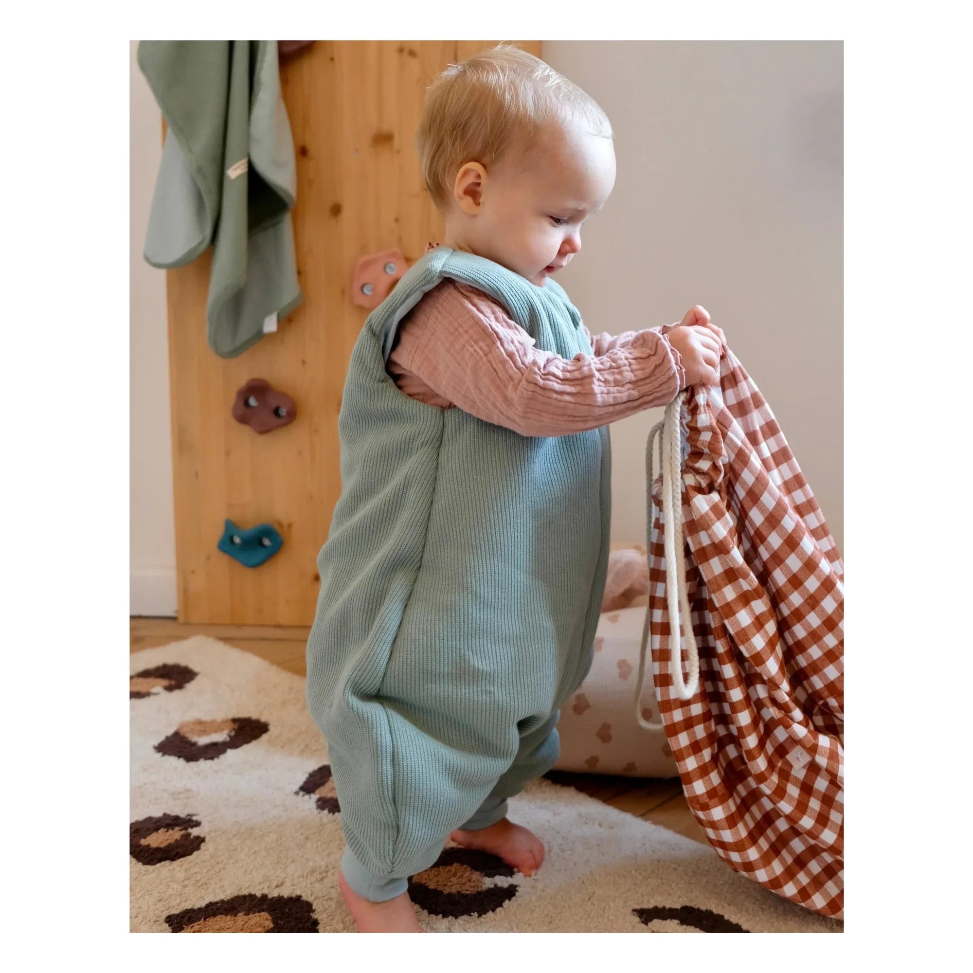 Tante Reine - Organic cotton footed sleeping bag | Sage