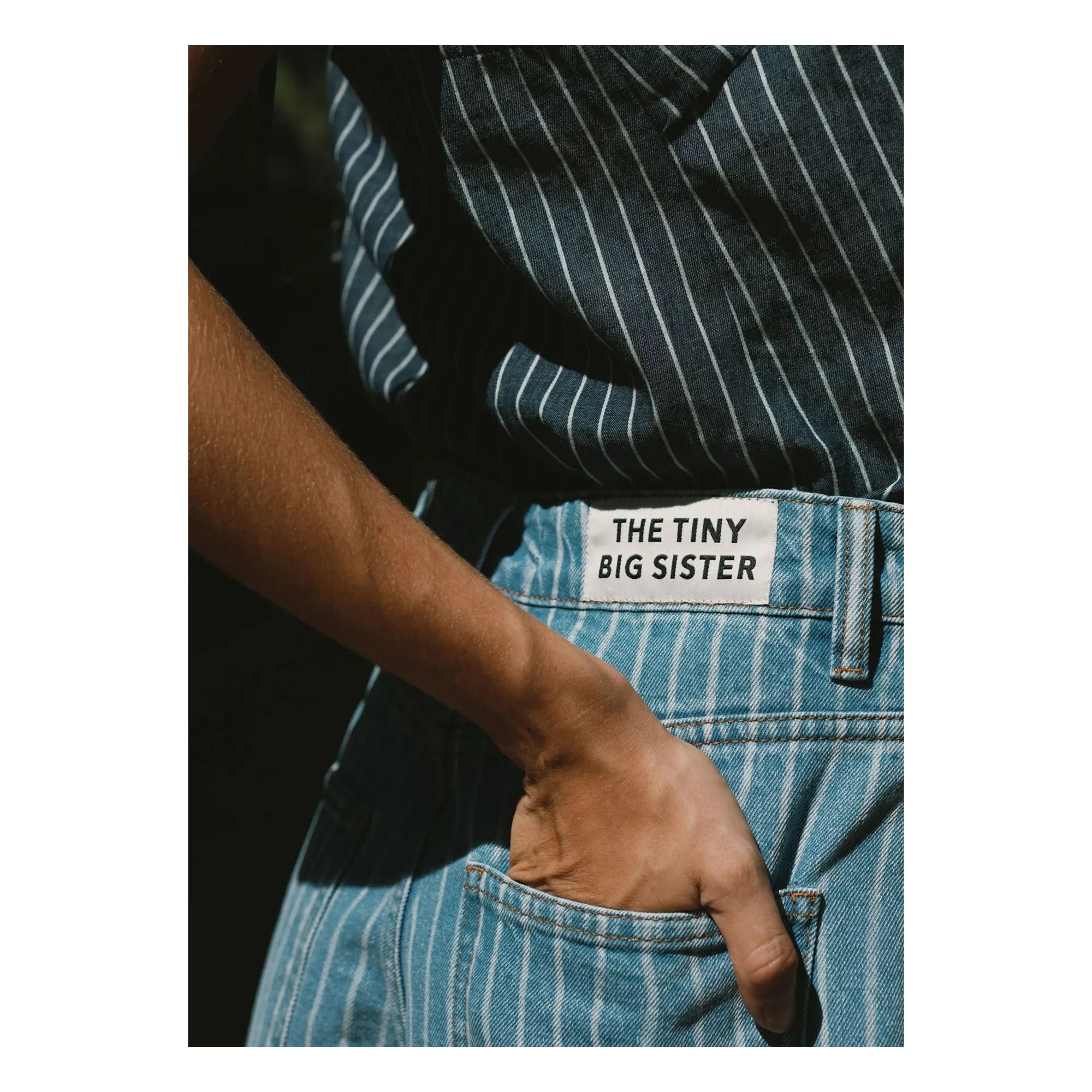 The Tiny Big Sister - Cotton Striped Shorts | Light Blue Denim