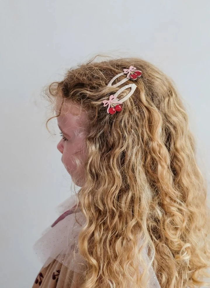 Mimi & Lula - 4'lü Kiraz Saç Tokası Seti | Açık Pembe