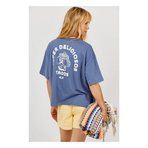 a.p - Super Tacos Organic Cotton T-Shirt | Night Blue
