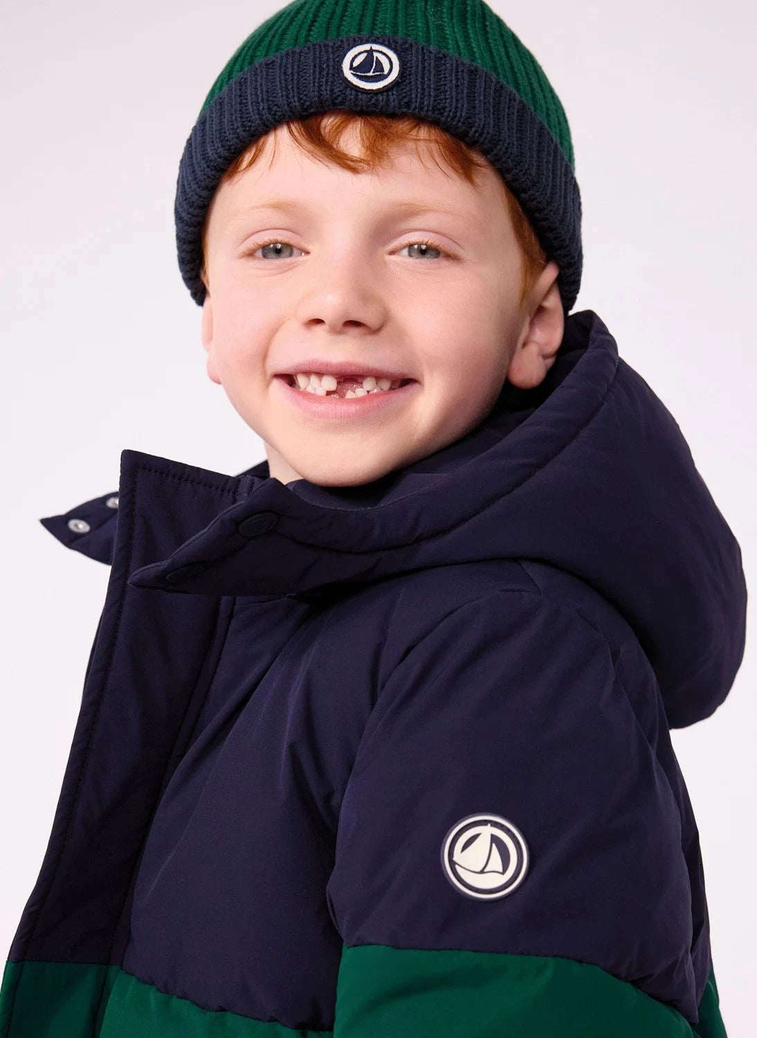Petit Bateau - Renk bloklu şişme ceket | Yeşil