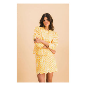 Elise Chalmin - Brown Cotton Skirt | Yellow