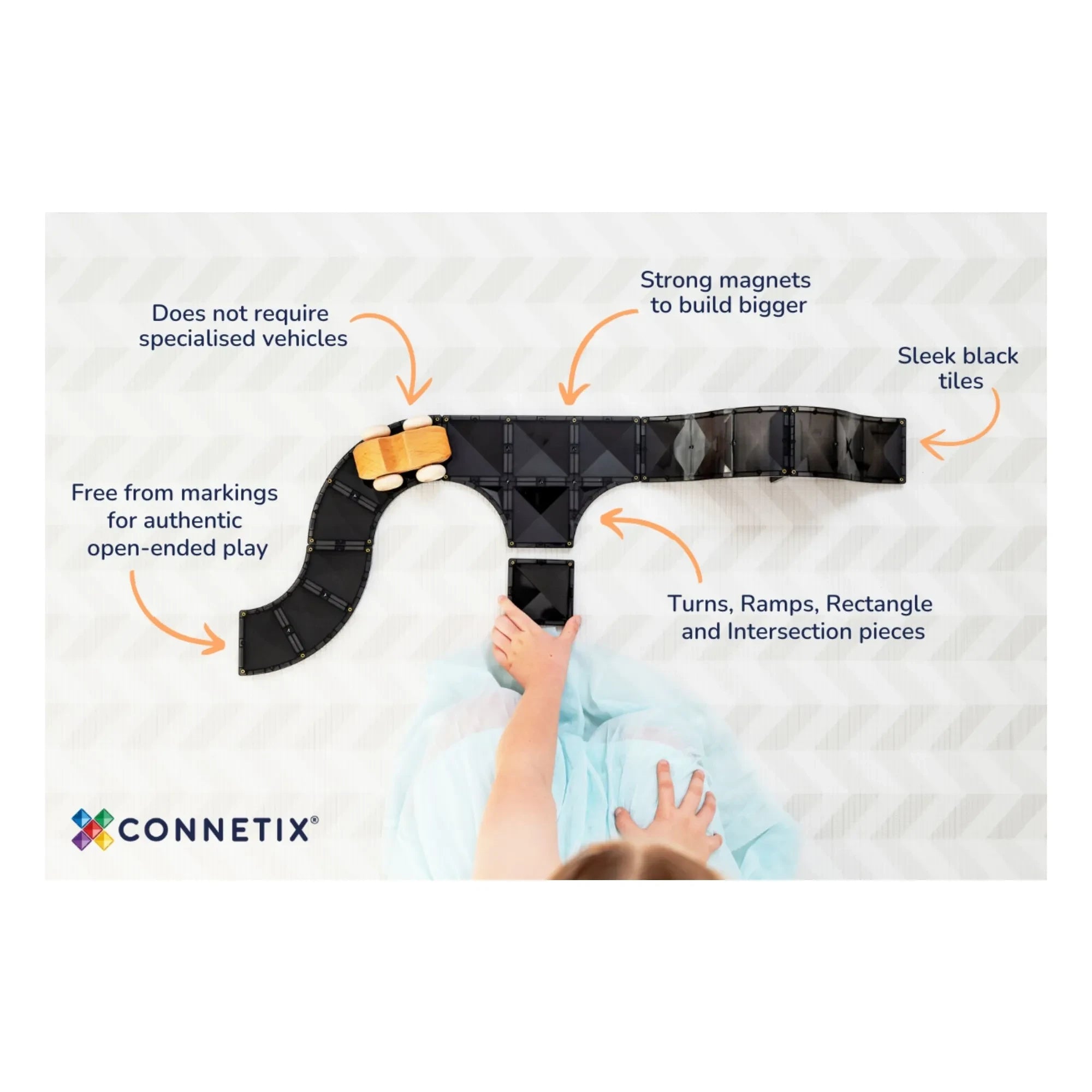 Connetix - Roads Creative Pack - 48 Pieces | Black