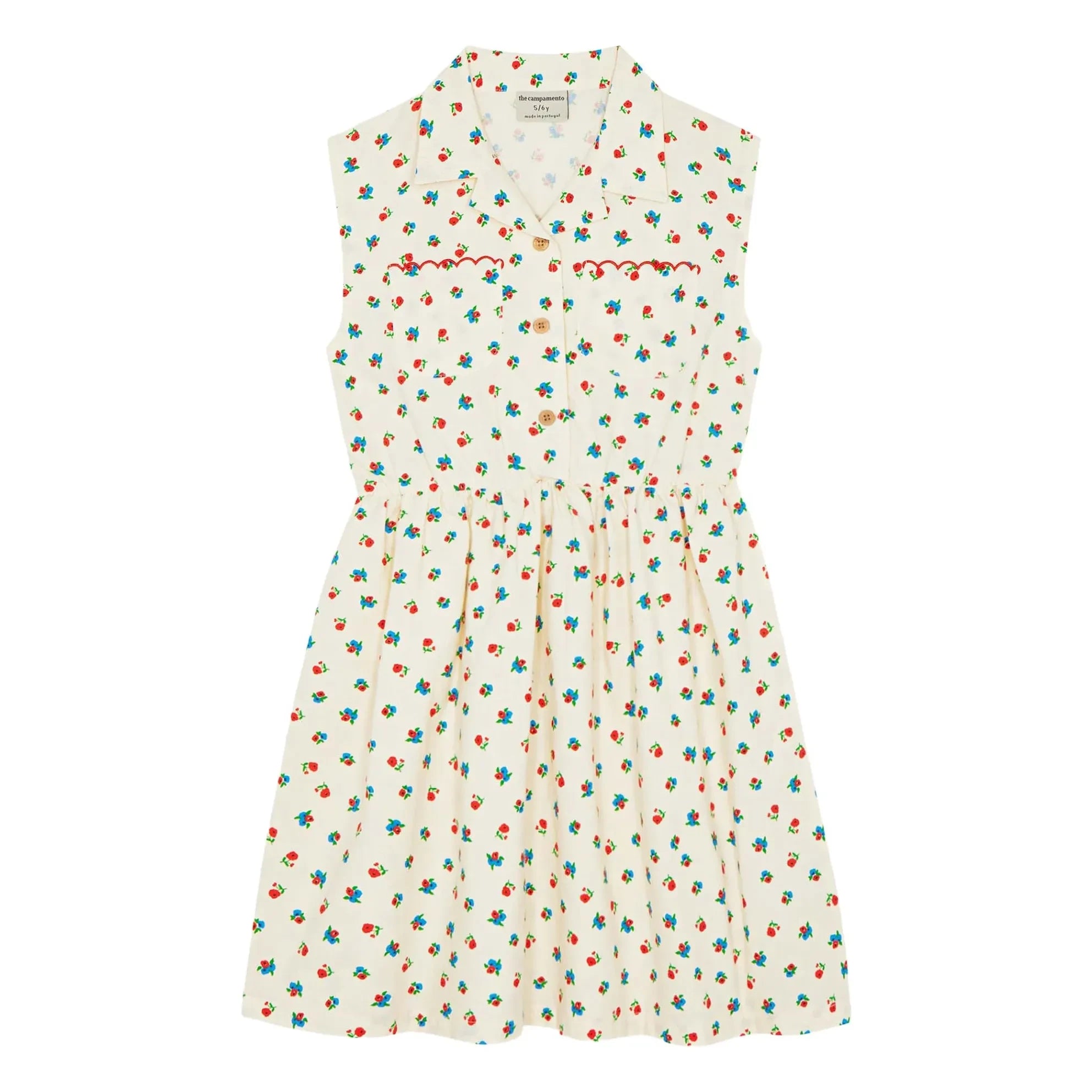 The Campamento - Mi-Long Floral Dress | Ecru