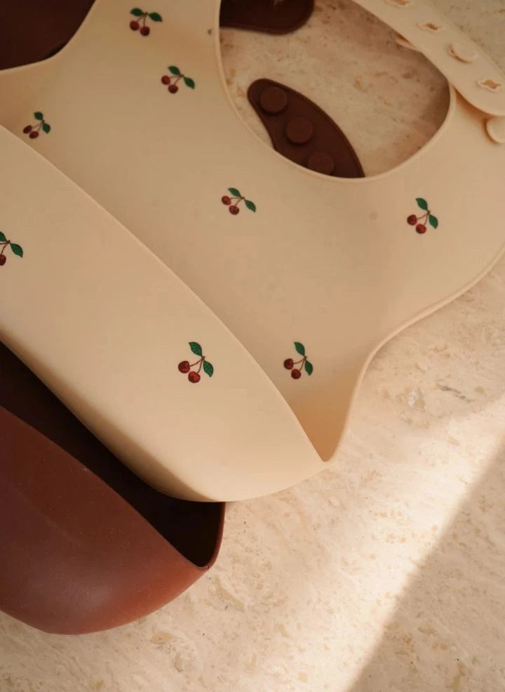 Konges Sløjd - Cherry Colored Silicone Bibs - Set of 2