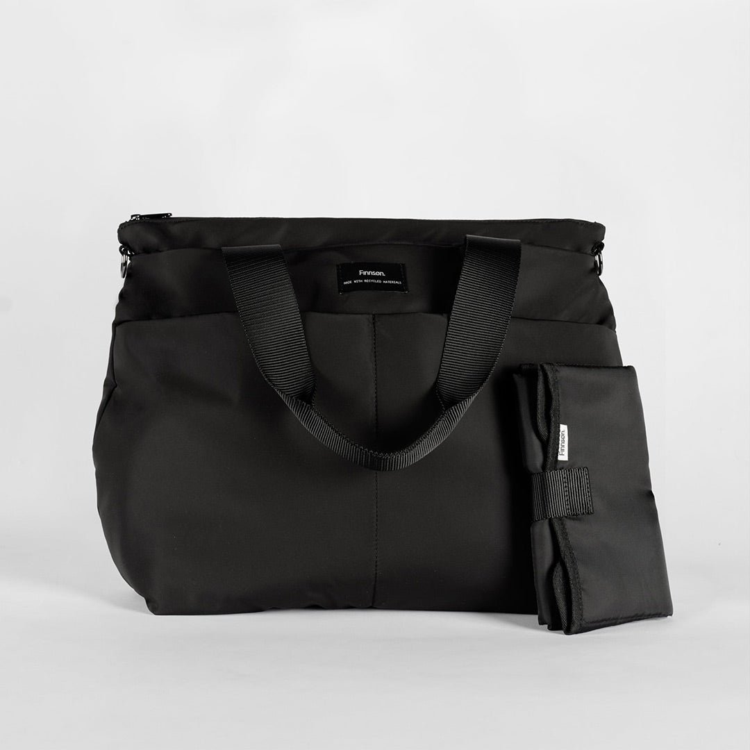 Finnson Sigrid Eco Changing Tote Bag - Black-Changing Bags-Black-One Size | Natural Baby Shower