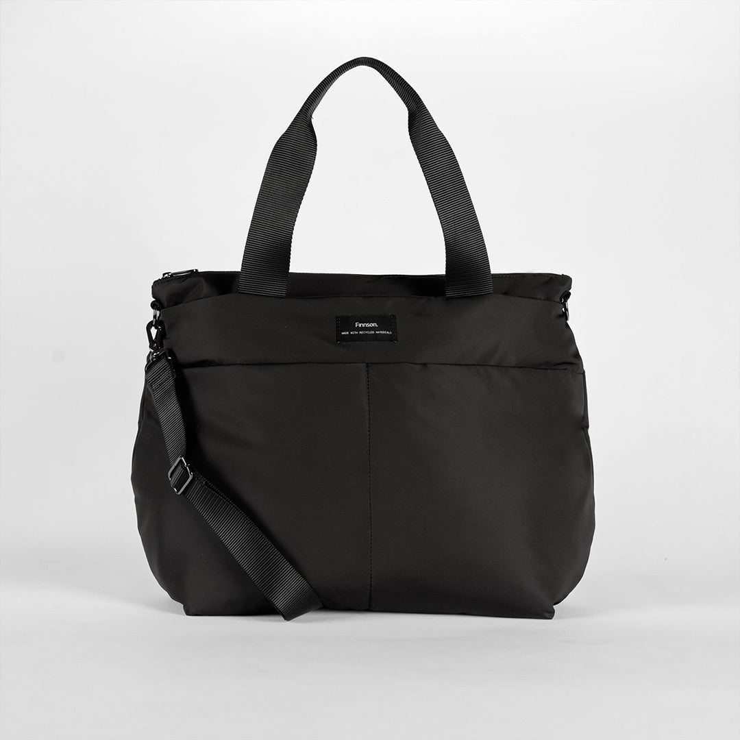 Finnson Sigrid Eco Changing Tote Bag - Black-Changing Bags-Black-One Size | Natural Baby Shower