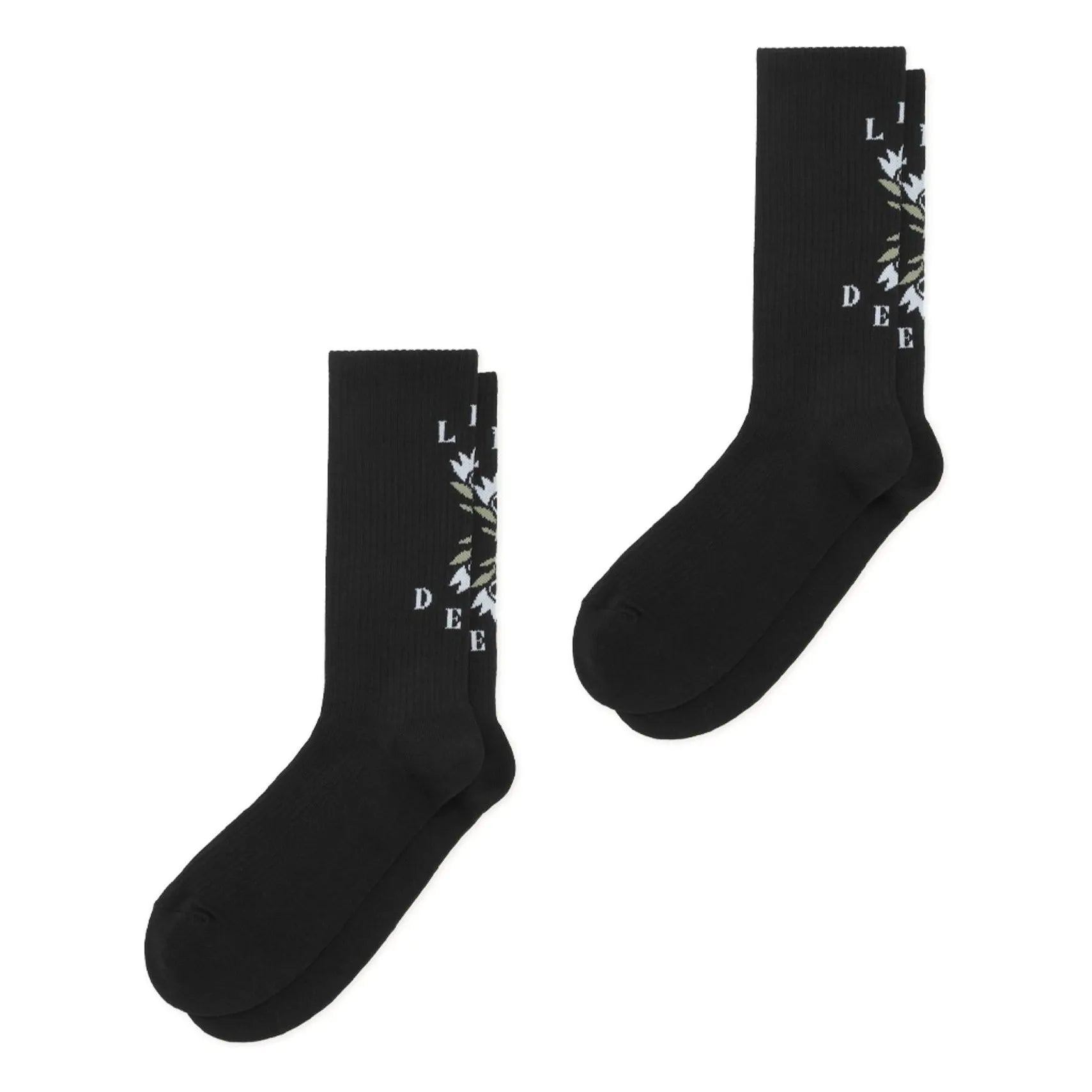 Les Deux - Flower Logo Socks 2-Pack | Black