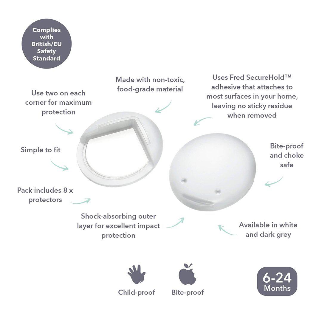 Fred Adhesive Corner Protectors - Pure White - 8 Pack-Home Safety-Pure White- | Natural Baby Shower