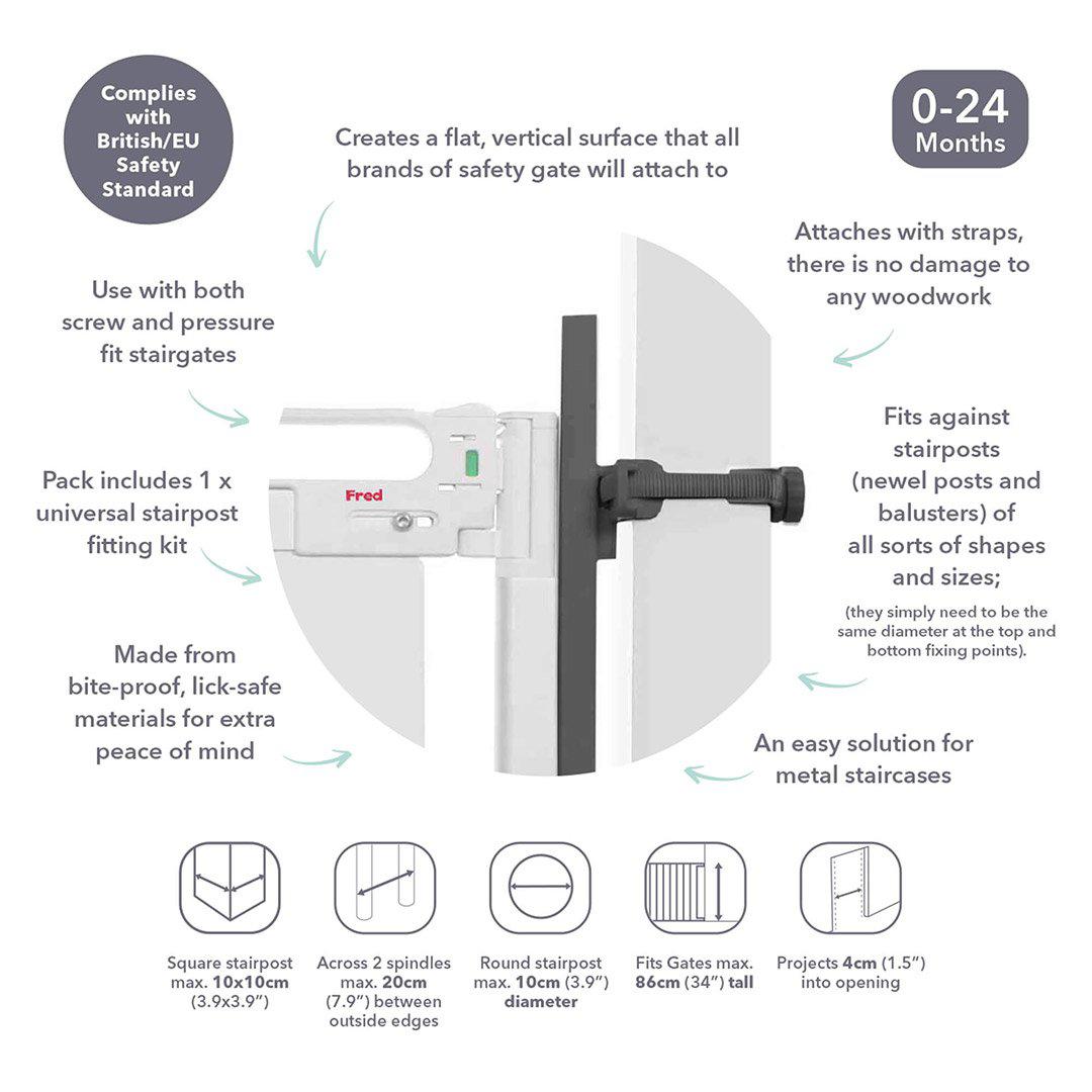 Fred Universal Stairpost Fitting Kit - Dark Grey-Stair Gates-Dark Grey- | Natural Baby Shower