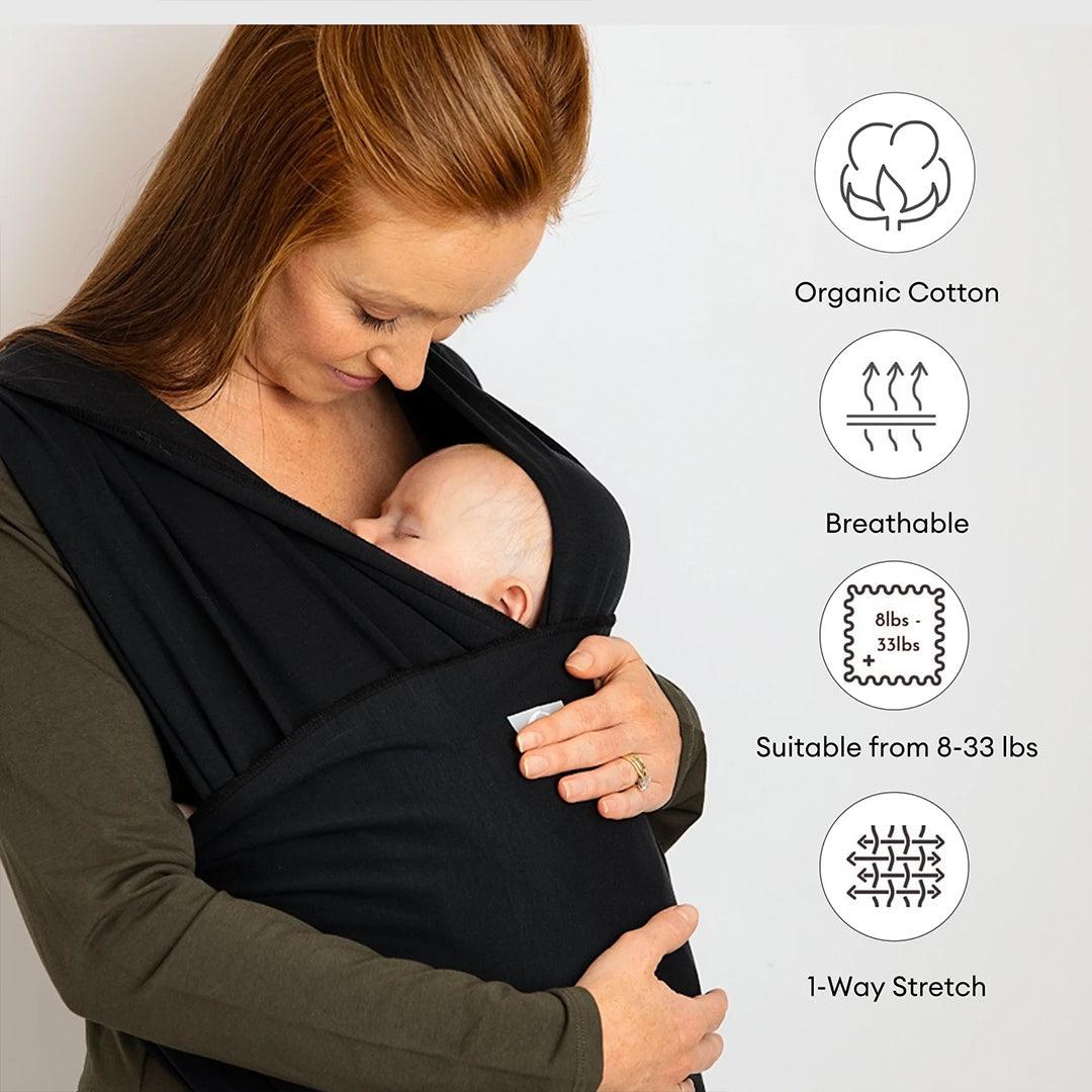 Gaia Baby Gaia Stretchy Baby Wrap Carrier - Organic Cotton - Ebony-Baby Carriers-Ebony-One Size | Natural Baby Shower