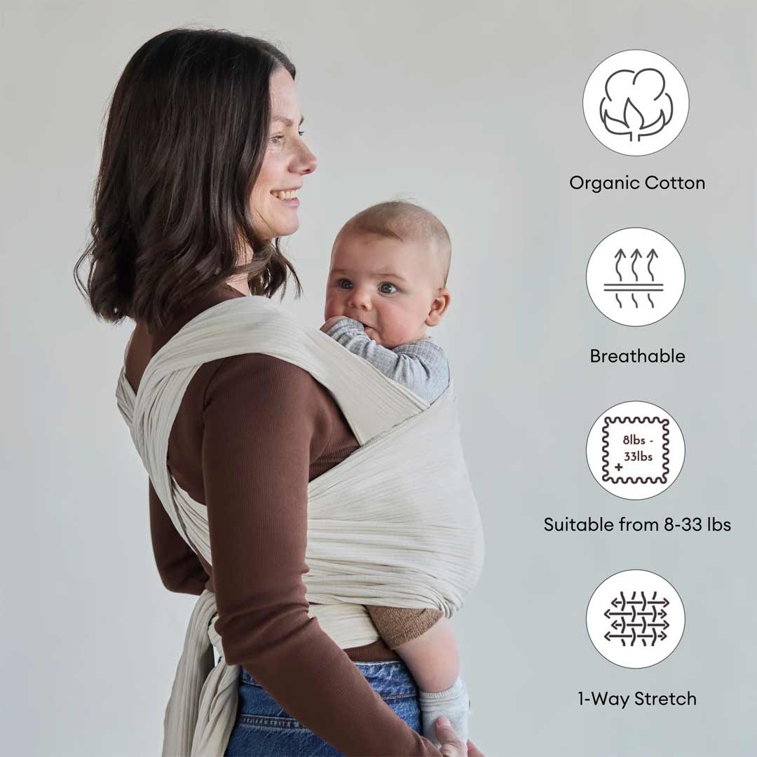 Gaia Stretchy Baby Wrap Carrier - Organic Cotton - Ecru-Baby Carriers- | Natural Baby Shower