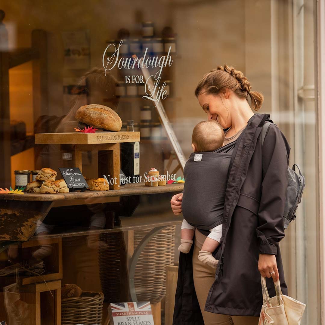 Gaia Stretchy Baby Wrap Carrier - Organic Cotton - Graphite-Baby Carriers- | Natural Baby Shower