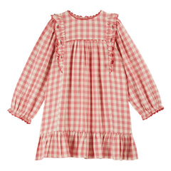 Emile et Ida - Gingham Ruffled Dress | Pink
