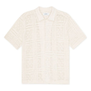 Les Deux - Hector Pointelle Cotton Short Sleeve Shirt | White