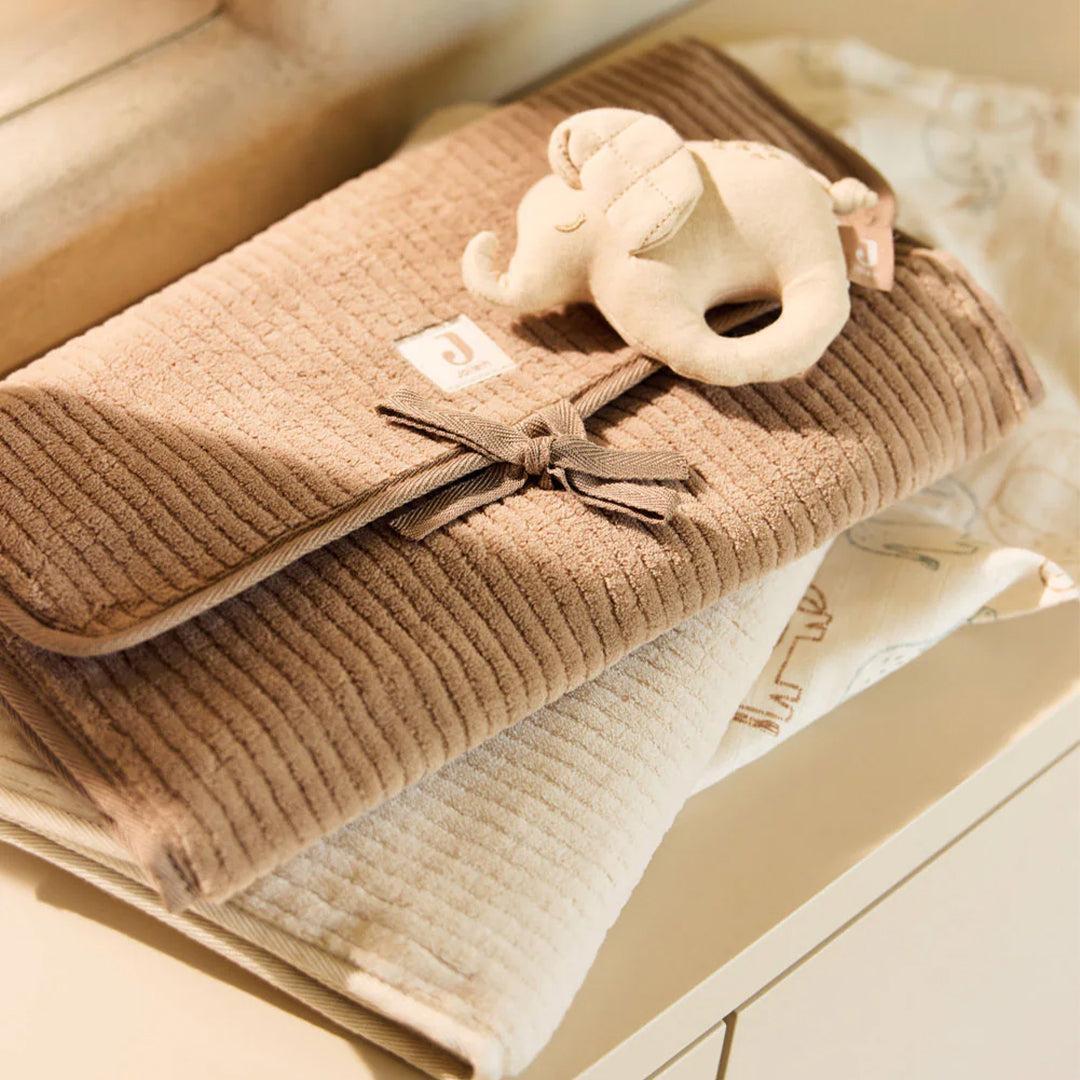 Jollein Changing Pad With Storage Pockets Cloudy Rib - Oatmeal-Changing Mats-Oatmeal- | Natural Baby Shower