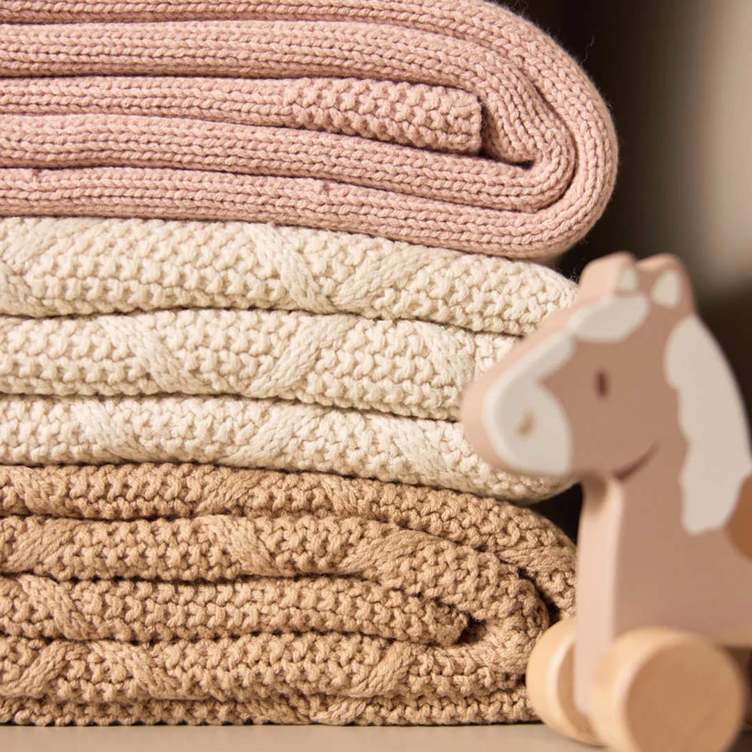 Jollein Check Knit Fleece Blanket - Oatmeal/Teddy-Blankets-Oatmeal/Teddy- | Natural Baby Shower