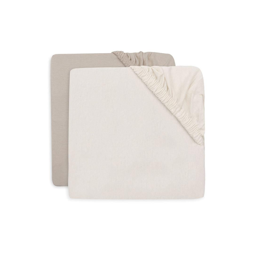Jollein Fitted Jersey Sheet Jersey 60x120cm (2pk) - Oatmeal/Sand-Mattress Protectors-Oatmeal/Sand-60x120cm | Natural Baby Shower