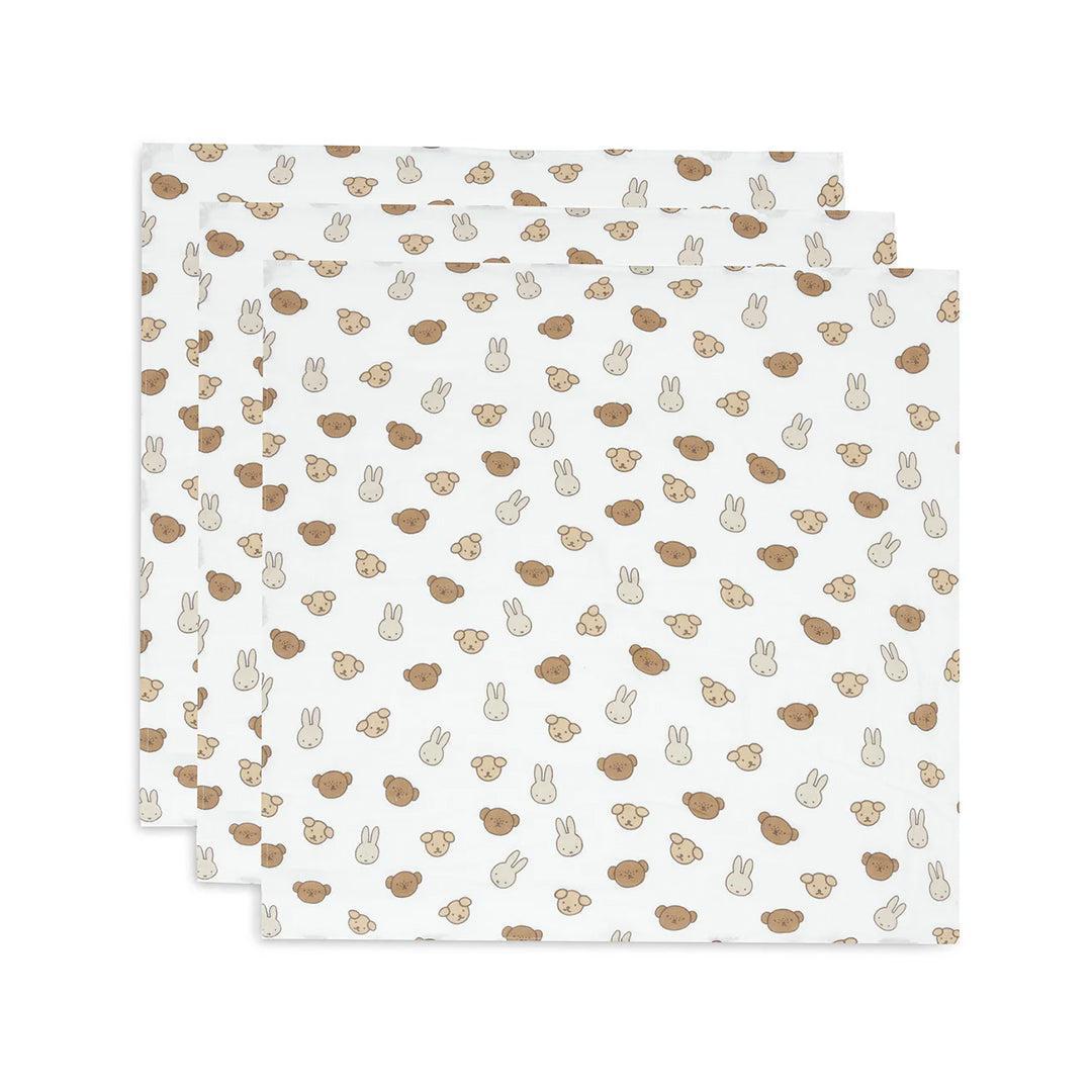 Jollein 3 Pack Small Muslin Cloth 70x70cm - Miffy And Friends-Muslin Squares-Miffy And Friends- | Natural Baby Shower