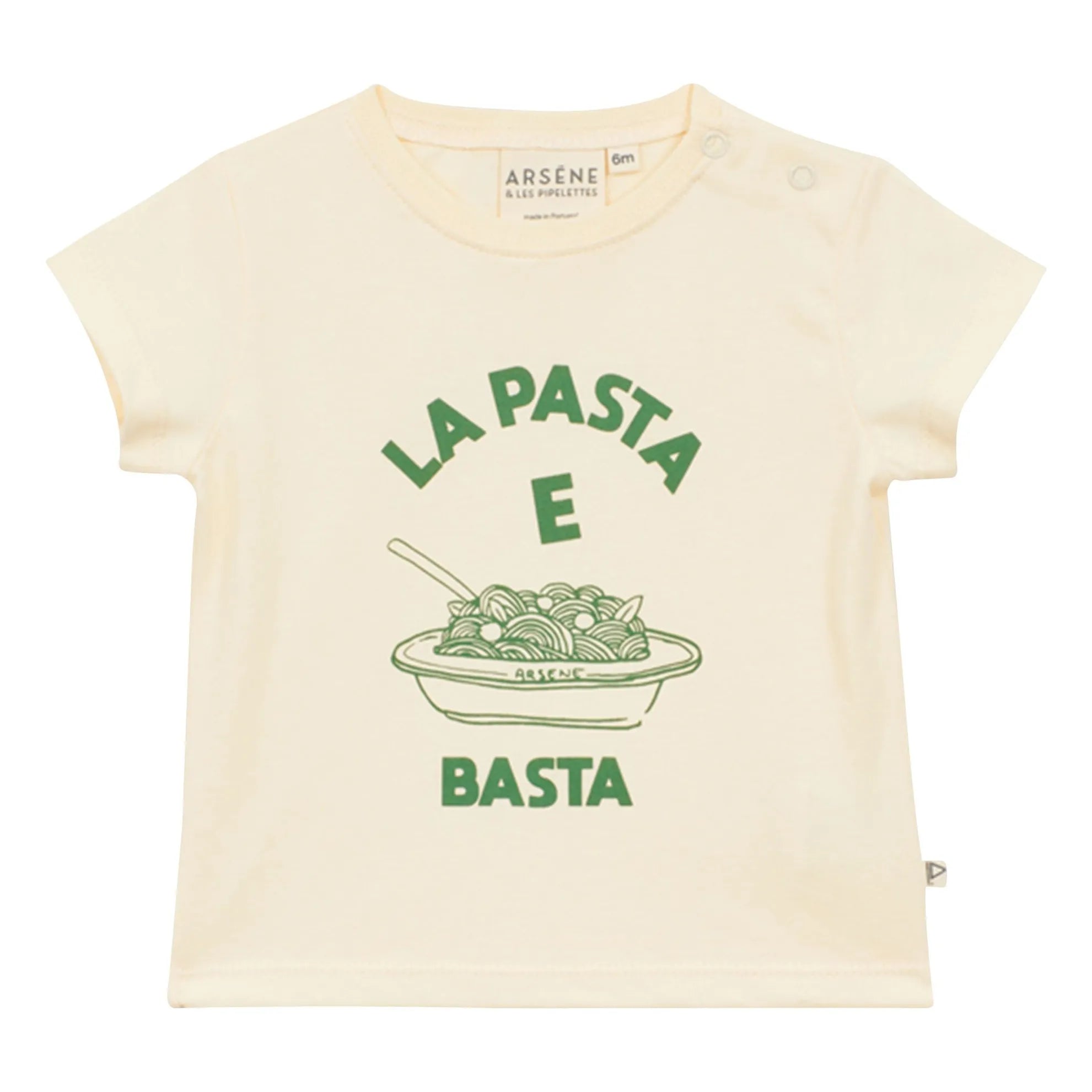 Arsène et Les Pipelettes - La Pasta E Basta Organic Cotton Baby T-Shirt | Ecru