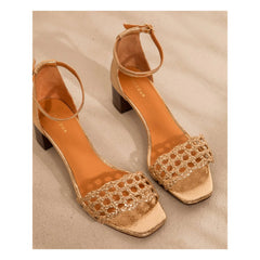 Rivecour - Leather No. 890 Block Heel Sandals | Gold