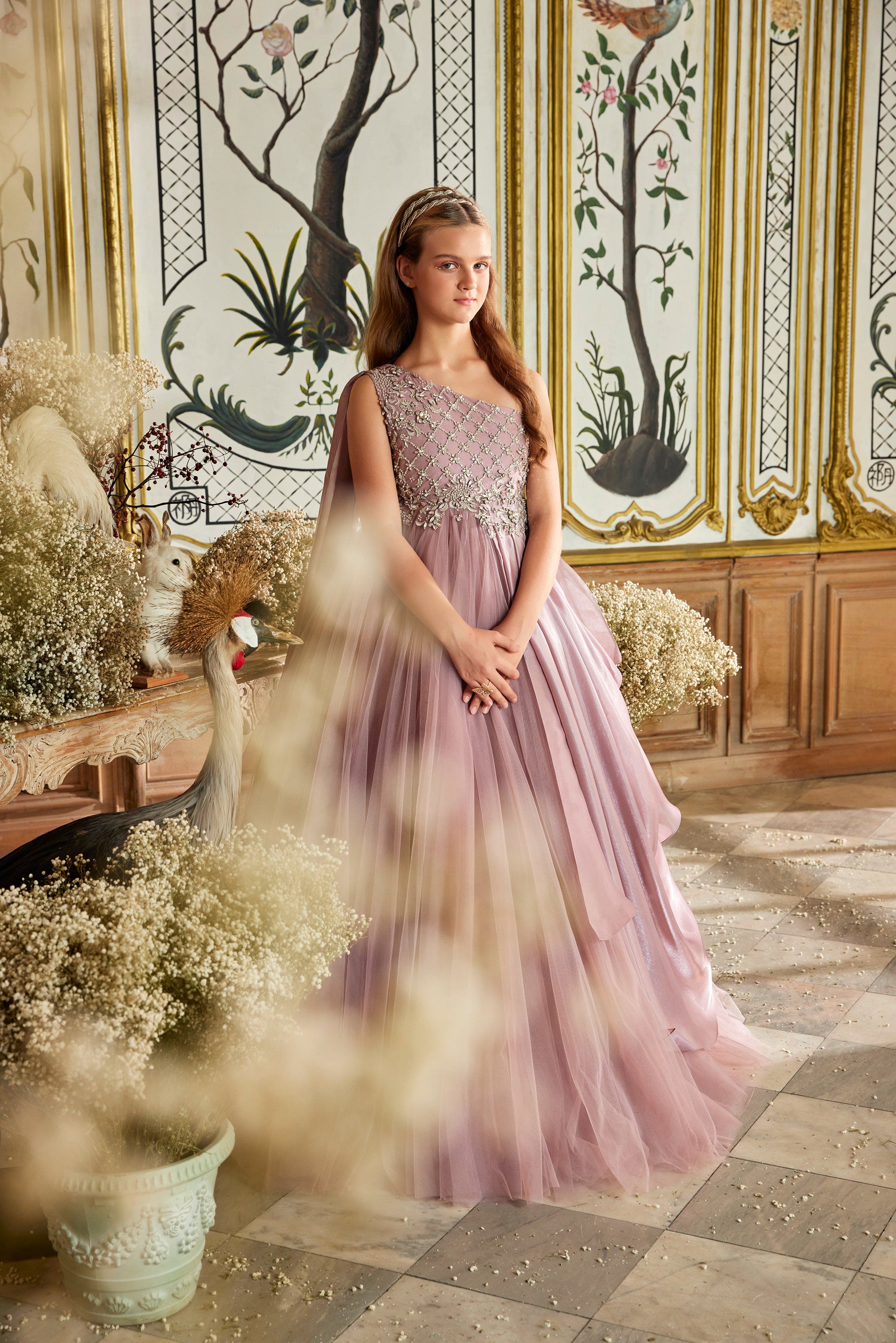 Maison Ava Girls Belinda Occasion Dress in Purple