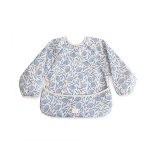 Mushie Long Sleeve Bib - Blue Flowers-Bibs-Blue Flowers-0m+ | Natural Baby Shower