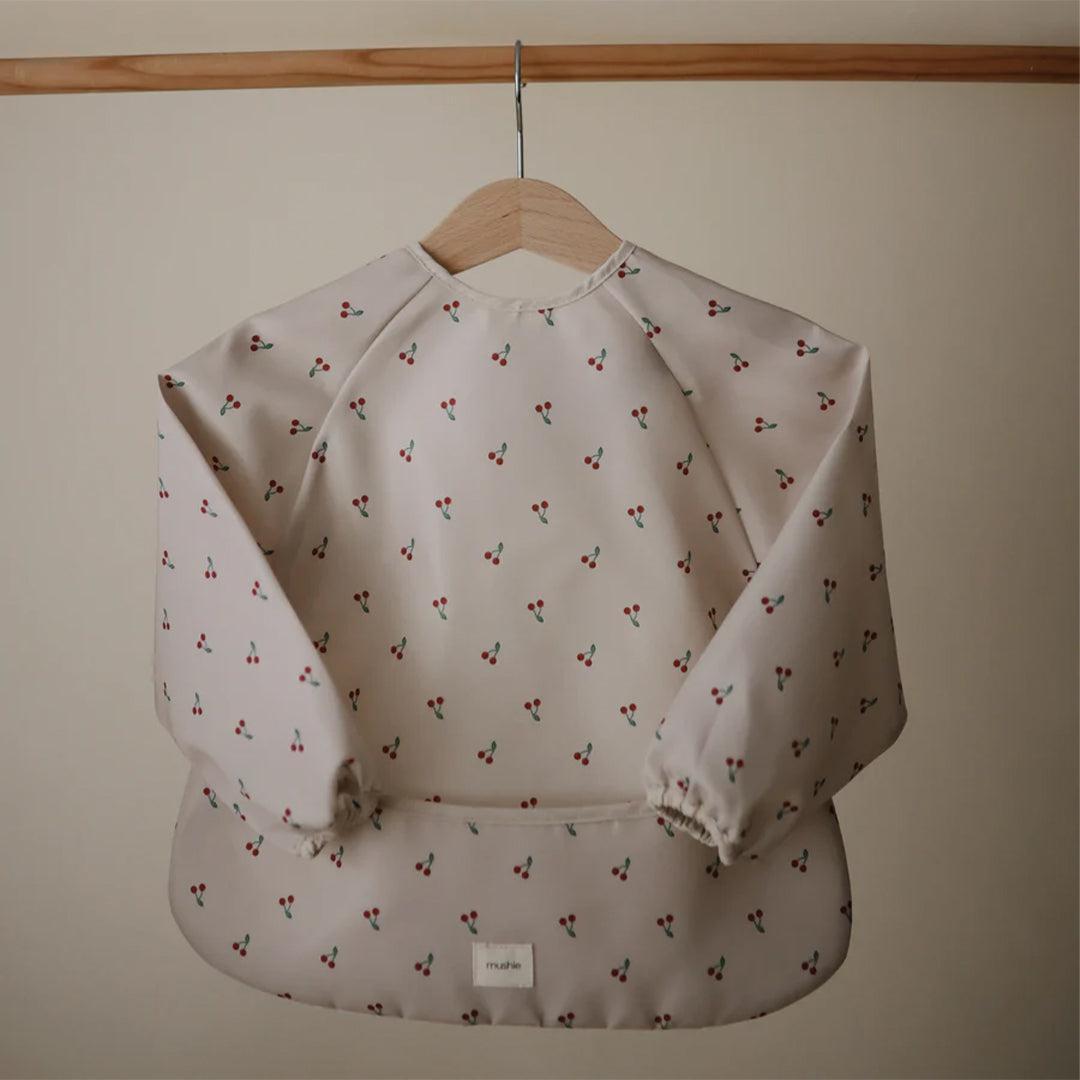 Mushie Long Sleeve Bib - Cherries-Bibs-Cherries-0m+ | Natural Baby Shower