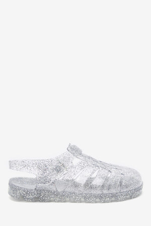 Next - Kids Jelly Glitter Silver Sandals - 25.5