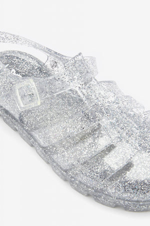 Next - Kids Jelly Glitter Silver Sandals - 28