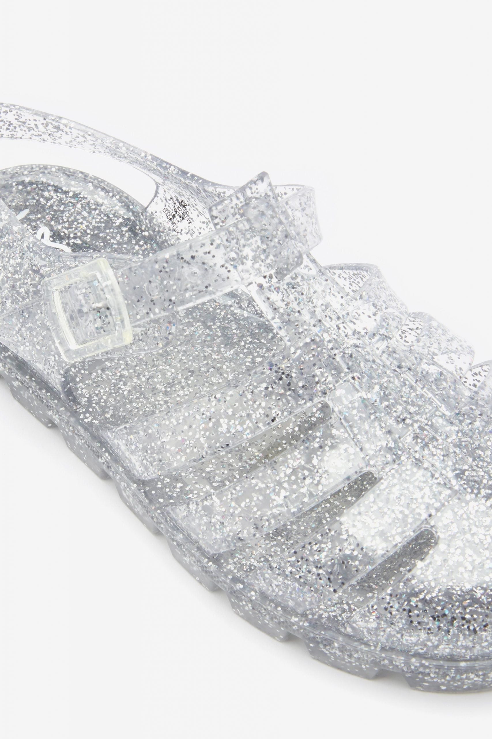 Next - Kids Jelly Glitter Silver Sandals - 34.5 