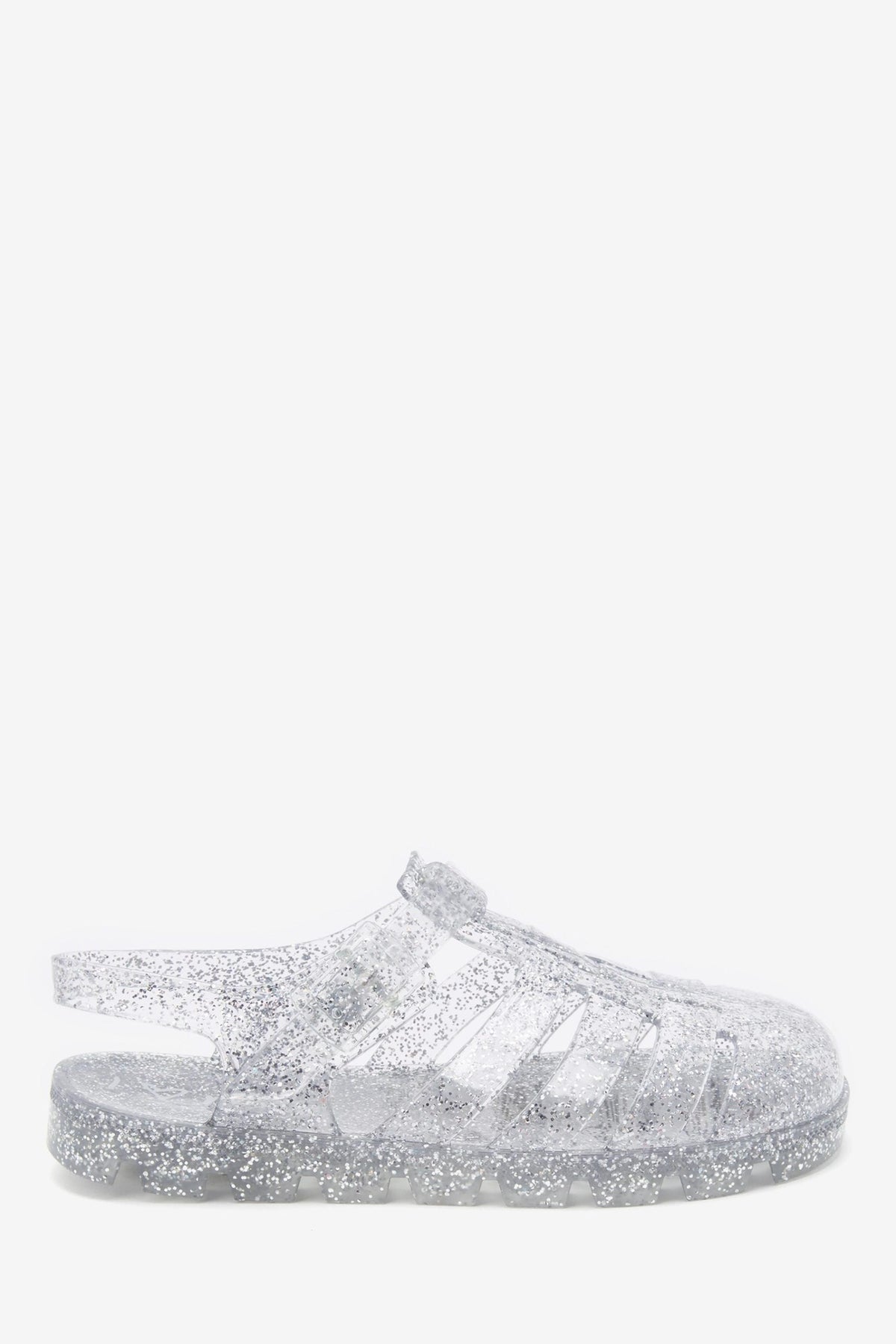 Next - Kids Jelly Glitter Silver Sandals - 34.5 