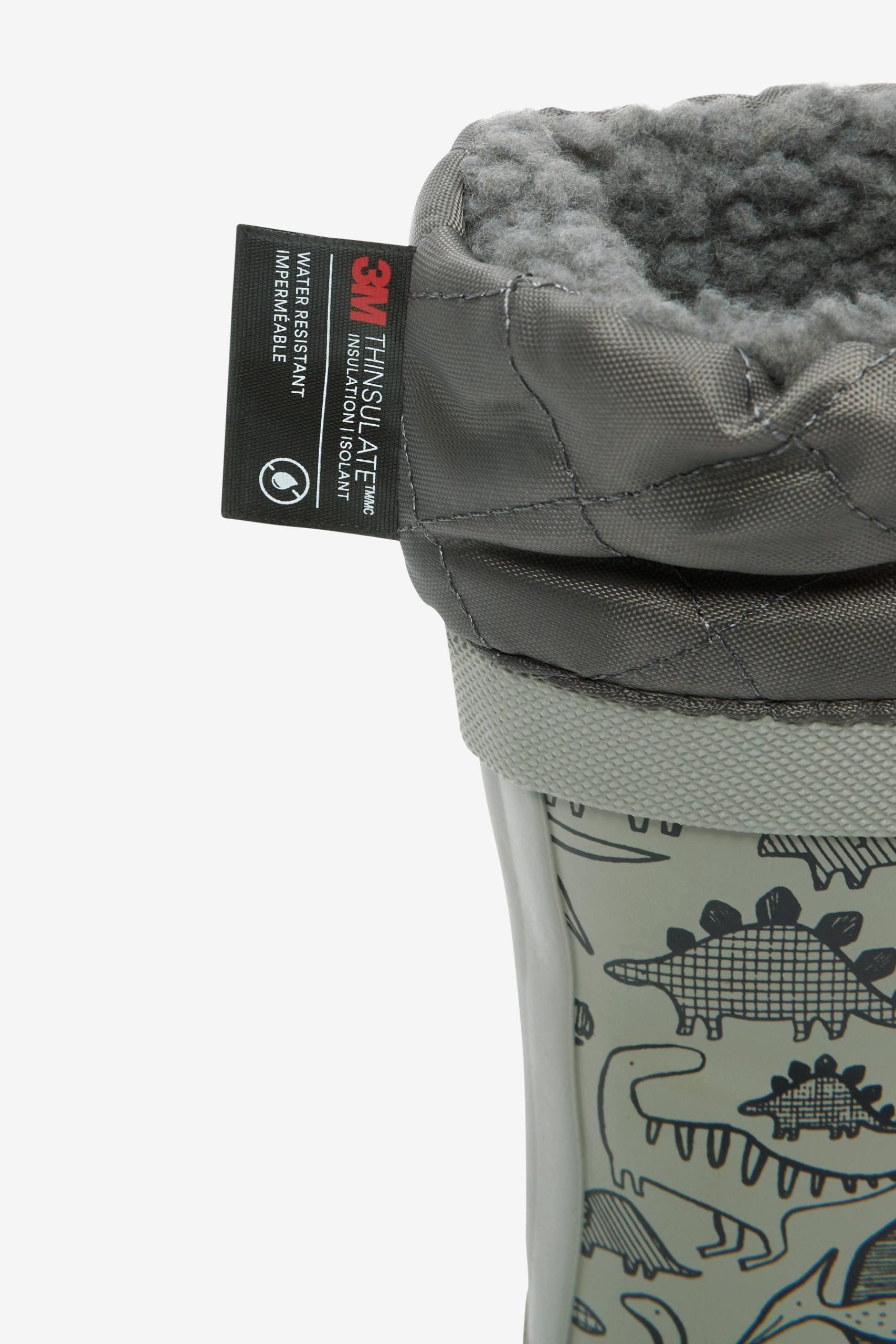 Next - Boy Gray Fur Dinosaur Winter Boots - 30.5 