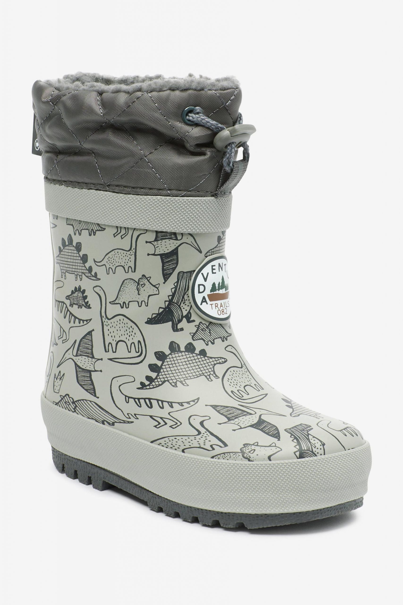 Next - Boy Gray Fur Dinosaur Winter Boots - 33 