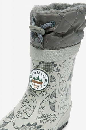 Next - Boy Gray Fur Dinosaur Winter Boots - 33 