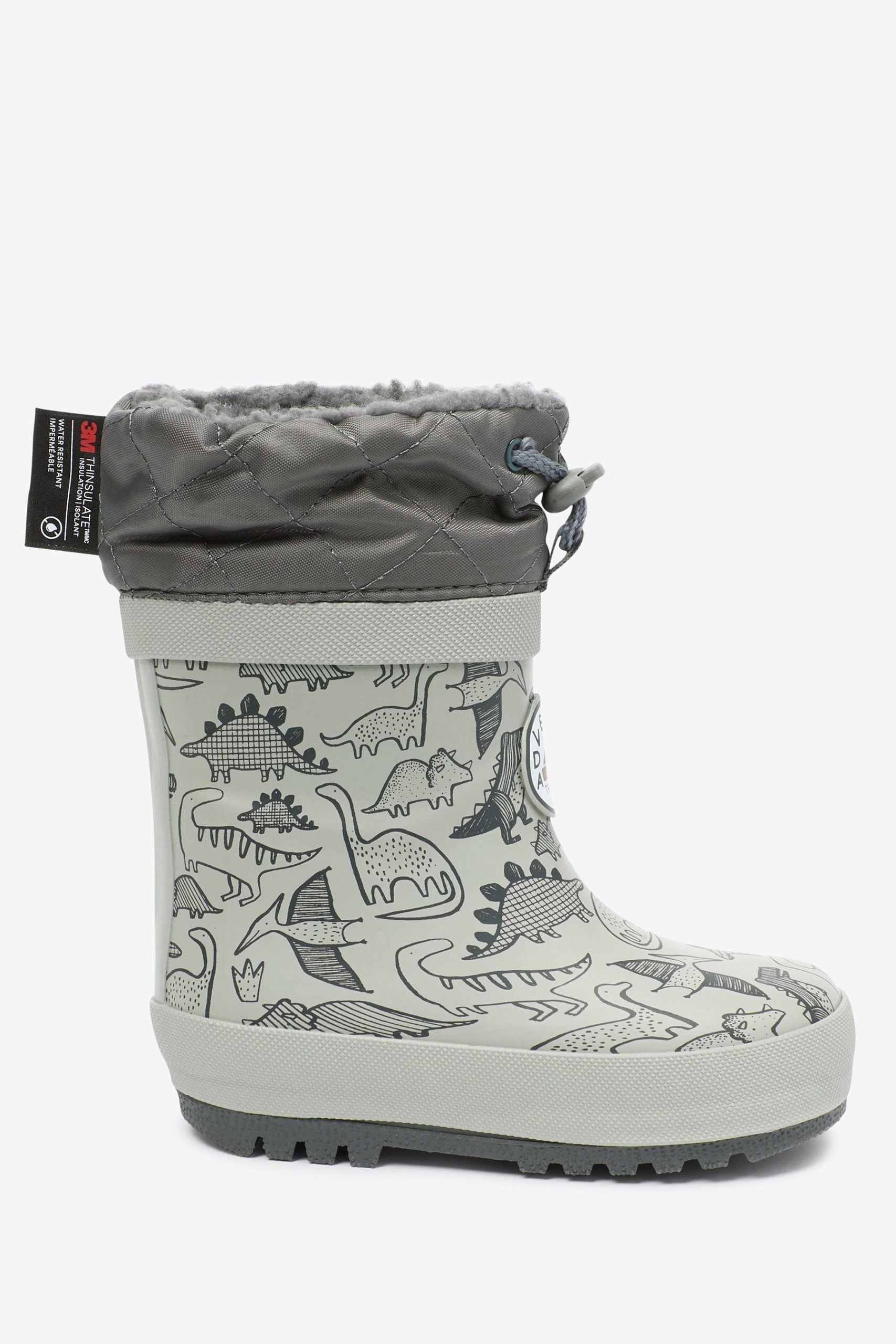 Next - Boy Gray Fur Dinosaur Winter Boots - 33 