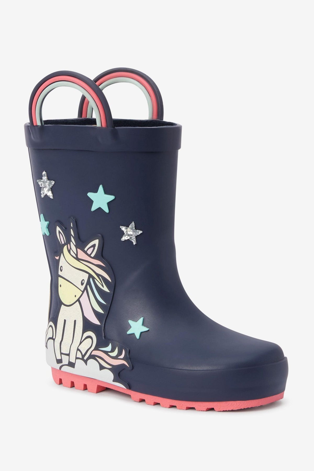 Next - Navy Blue Unicorn Girl Winter and Rain Boots - 28 