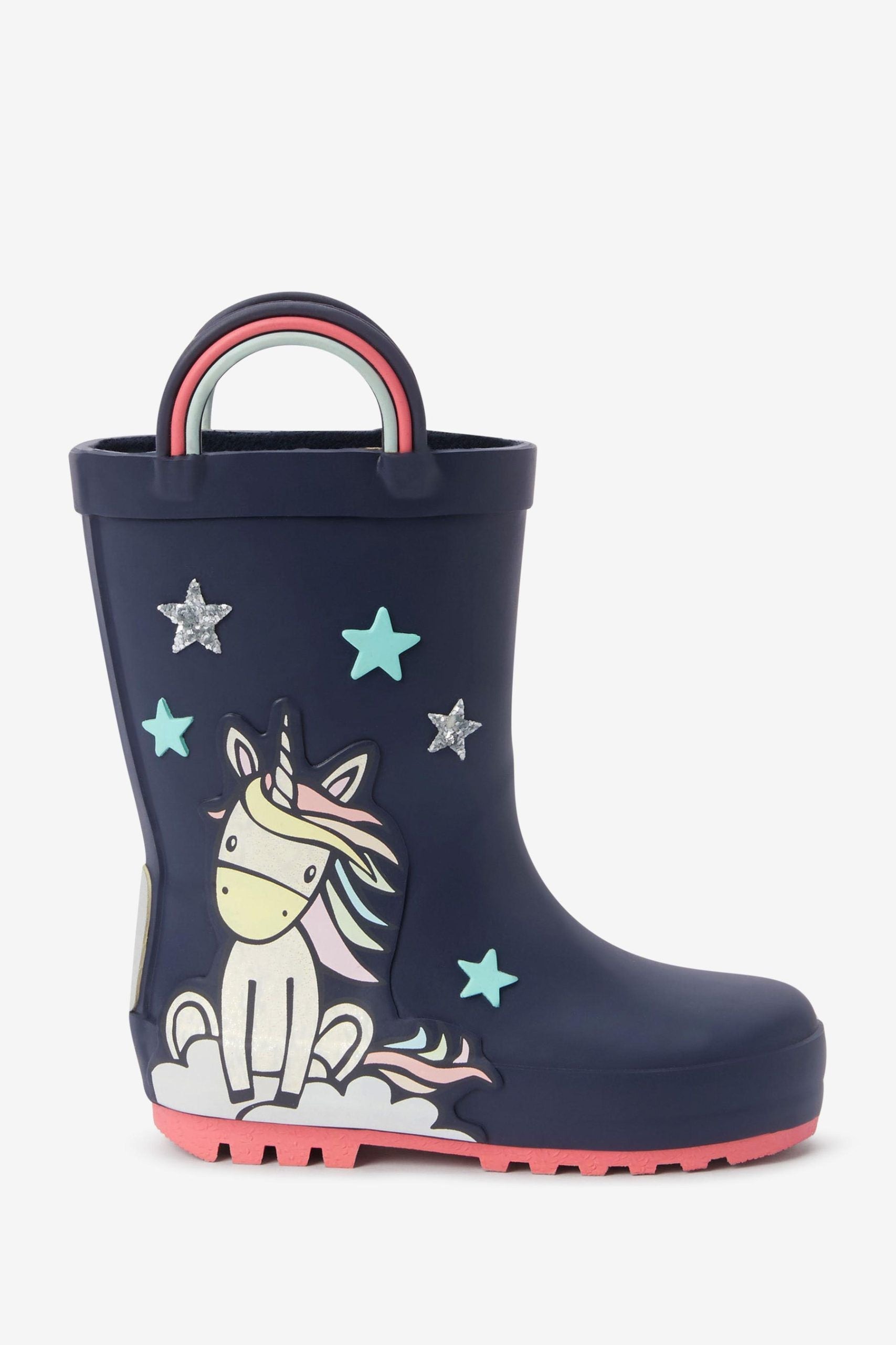 Next - Navy Blue Unicorn Girl Winter and Rain Boots - 29 