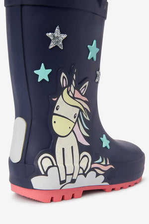 Next - Navy Blue Unicorn Girl Winter and Rain Boots - 29 