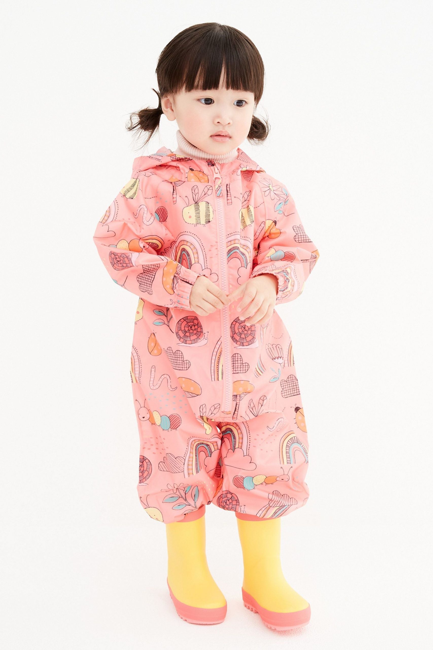 Next - Coral Pink Character Printed Child Raincoat - 2-3 Years 