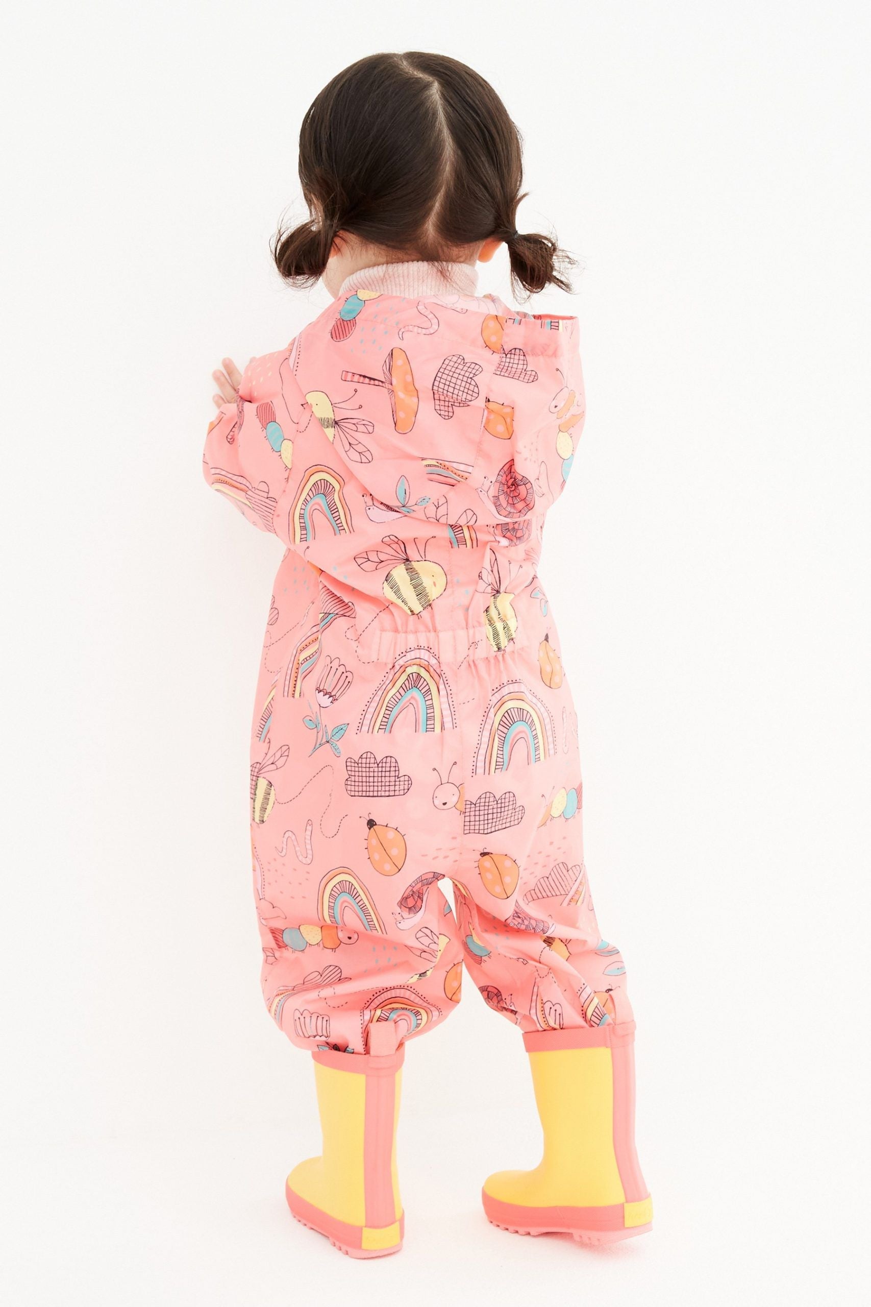 Next - Coral Pink Character Printed Child Raincoat - 2-3 Years 